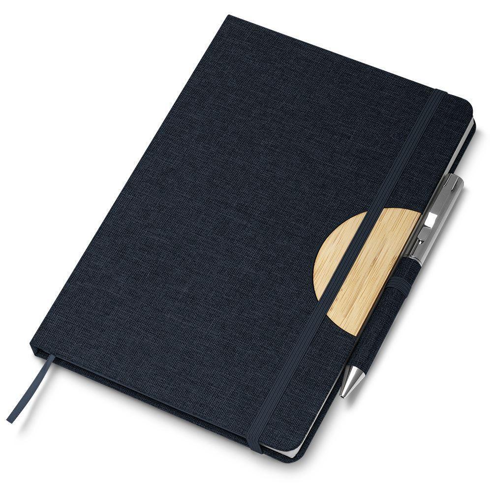 Caderno Capa Dura Com Suporte De Caneta E Elástico Azul - 3