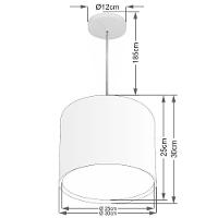 Lustre Pendente Cilíndrico Duplo Vivare Md-4284 Cúpula Em Tecido 30x30cm - Bivolt Preto 127/220v - 2