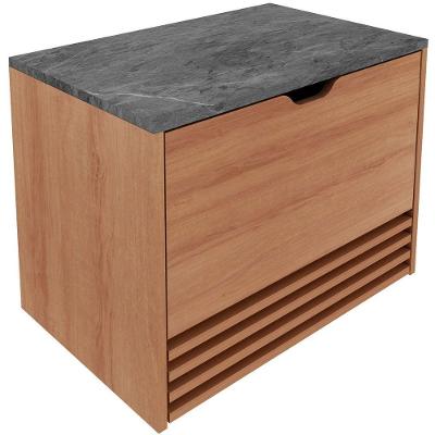 Gabinete De Banheiro 60 Cm 1 Porta 1 Gaveta Sâmia Amêndoa/mármore Lunar