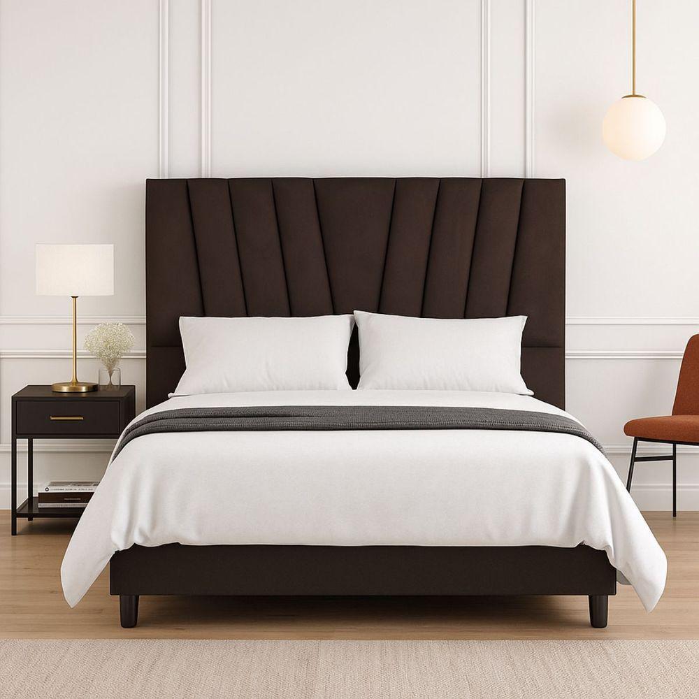 Cabeceira Cama Box Solteirão 100 Cm Noah Em Corino E Frame Marrom - 1