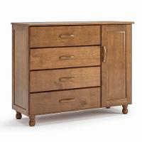 Cômoda 4 Gavetas 1 Porta 100% Madeira Maciça Ariel Imbuia Fosco - 1