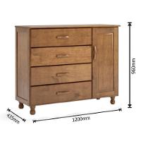 Cômoda 4 Gavetas 1 Porta 100% Madeira Maciça Ariel Imbuia Fosco - 2