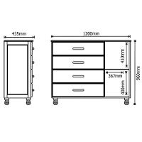 Cômoda 4 Gavetas 1 Porta 100% Madeira Maciça Ariel Imbuia Fosco - 3