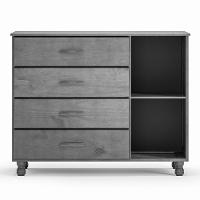 Cômoda 4 Gavetas 1 Porta 100% Madeira Maciça Ariel Imbuia Fosco