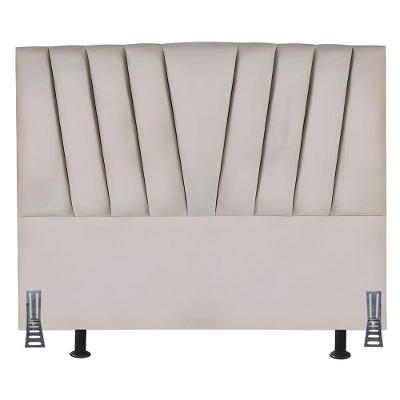 Cabeceira Cama Box Queen 160 Cm Safira Em Veludo Com Frame Bege