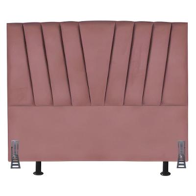 Cabeceira Cama Box Queen 160 Cm Safira Em Veludo Com Frame Rosê