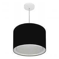 Lustre Pendente Cilíndrico Duplo Vivare Md-4292 Cúpula Em Tecido 40x30cm - Bivolt Preto 127/220v - 3