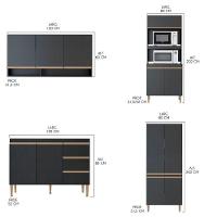 Cozinha Modulada Sabrina 280x200 C 4 Peças Preto Menu Móveis Preto - 3