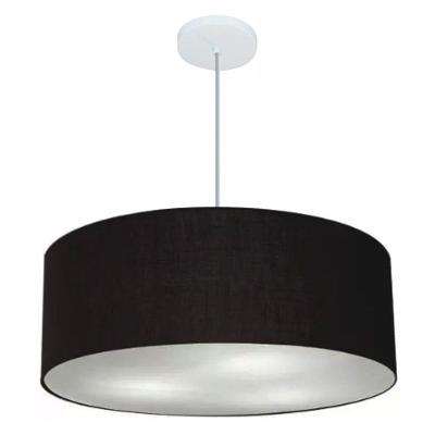 Lustre Pendente Cilíndrico Md-4079 Cúpula Em Tecido 60x21cm Preto - Bivolt