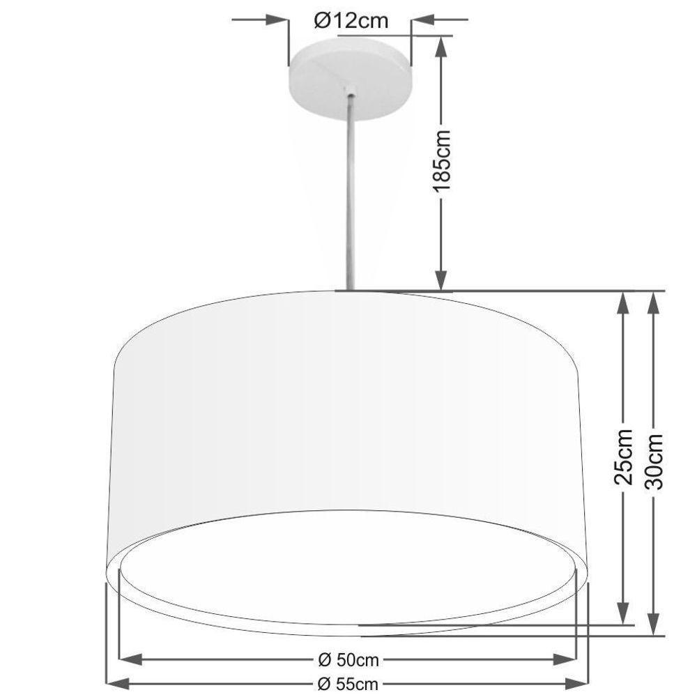 Lustre Pendente Cilíndrico Duplo Vivare Md-4289 Cúpula Em Tecido 55x30cm - Bivolt Rustico-bege 127/220v - 2
