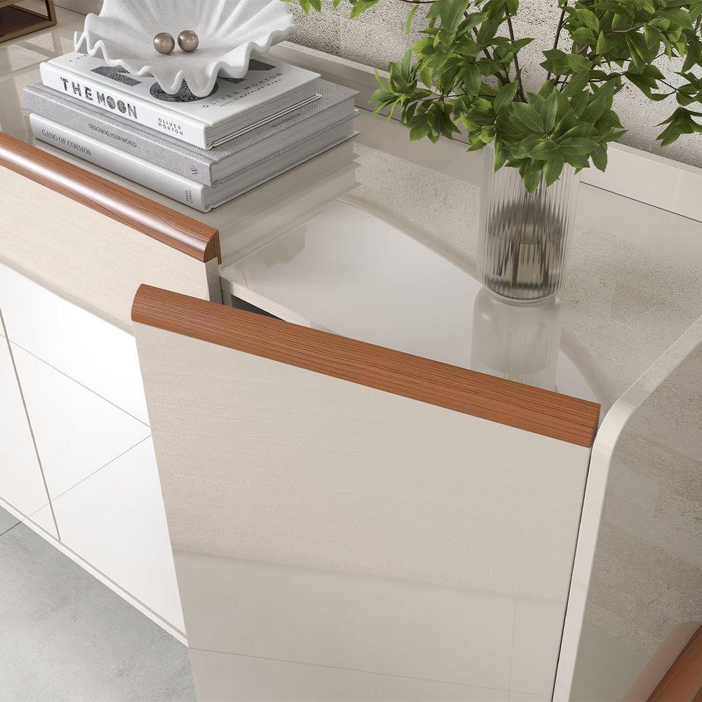 Buffet Aparador Para Sala De Jantar 4 Portas Elisa Off White/jequitiba - 6
