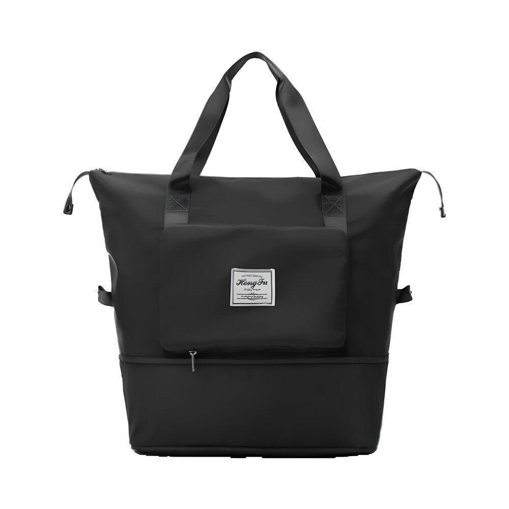 Bolsa De Viagem Mochila Dobrável Grande Impermeável Preta - 1