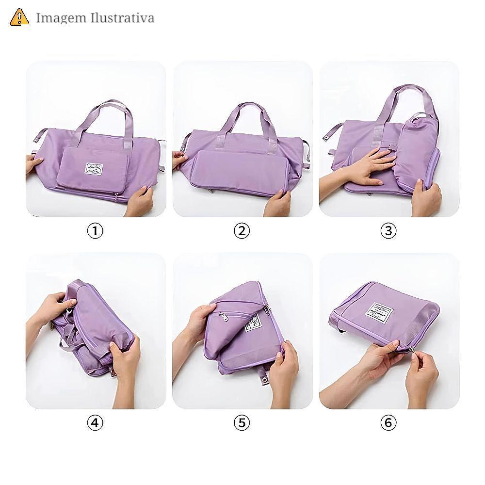 Bolsa De Viagem Mochila Dobrável Grande Impermeável Preta - 5