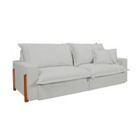 Sofá Retrátil Reclinável Zeus Com Molas Ensacadas No Assento Tecido Linho Cinza Claro 2,10m - 2