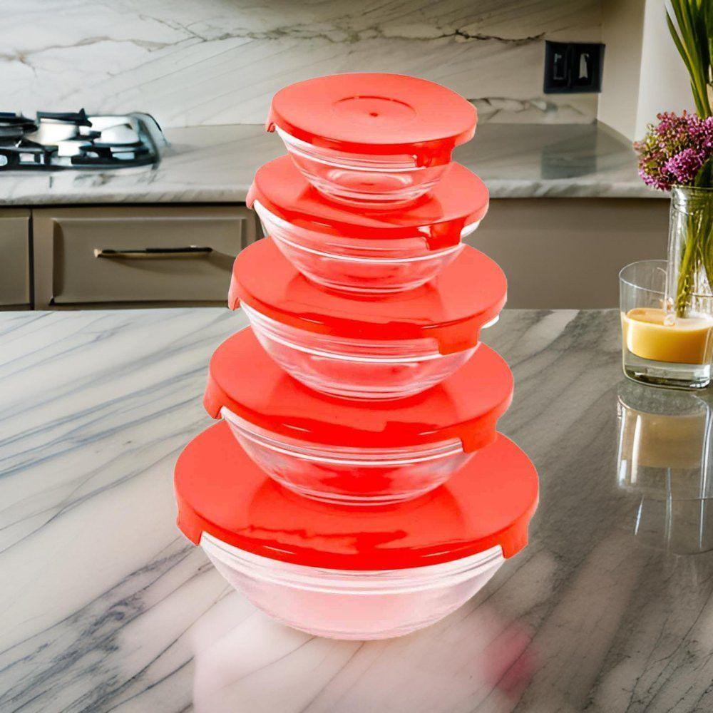 Conjunto 5 Potes De Vidro Hermetico Com Tampa Kit Vasilha Hermética Para Guardar Comida Doce Feijão Na Geladeira Sortido - 4