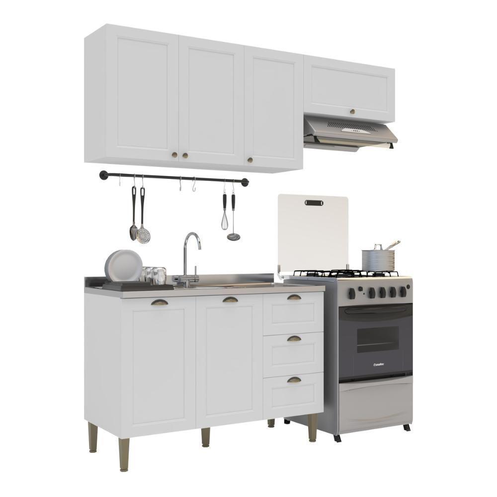 Armário De Cozinha Americana Modulada 190cm Com Balcão Para Pia Multimóveis Cr20493 Branco - 2