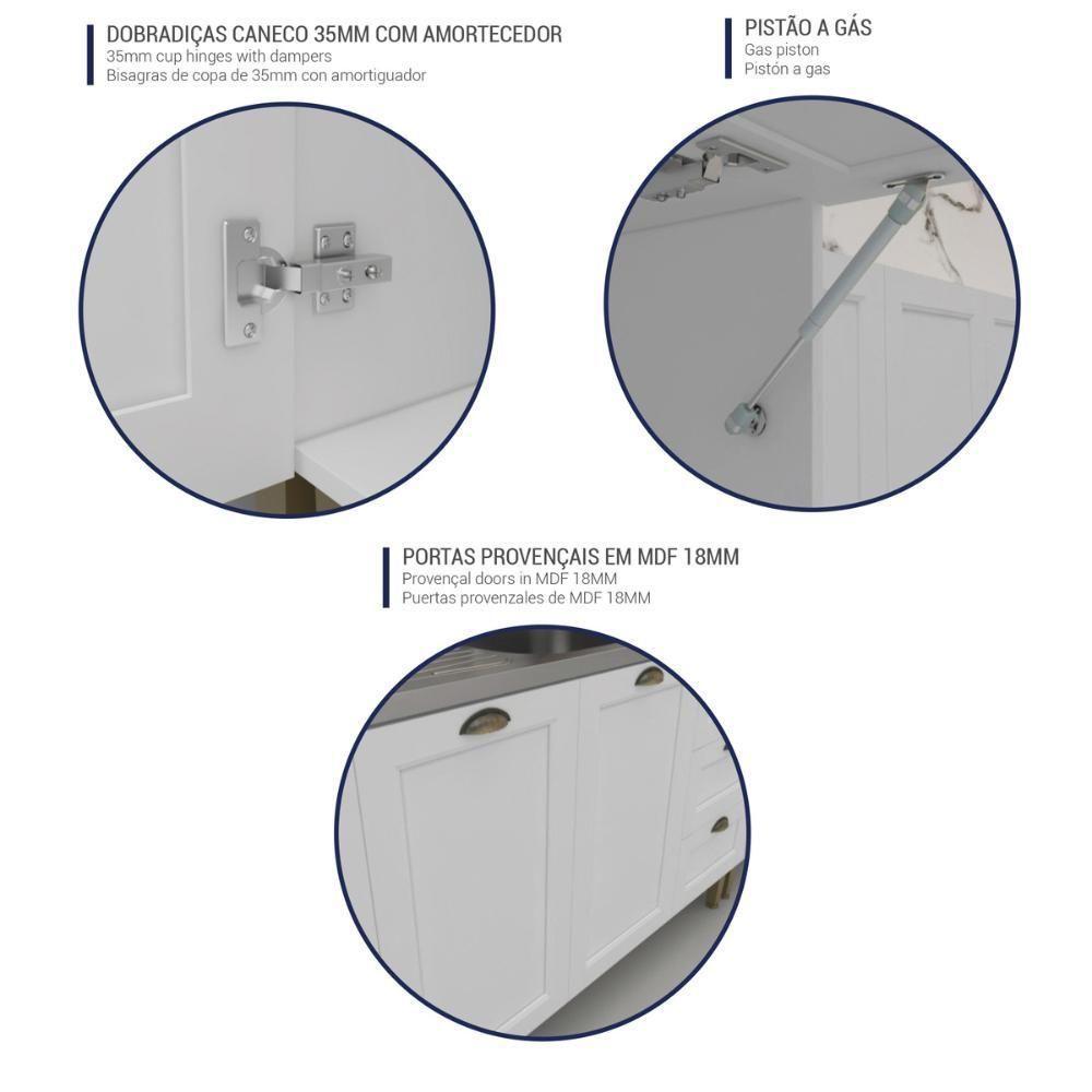 Armário De Cozinha Americana Modulada 190cm Com Balcão Para Pia Multimóveis Cr20493 Branco - 3
