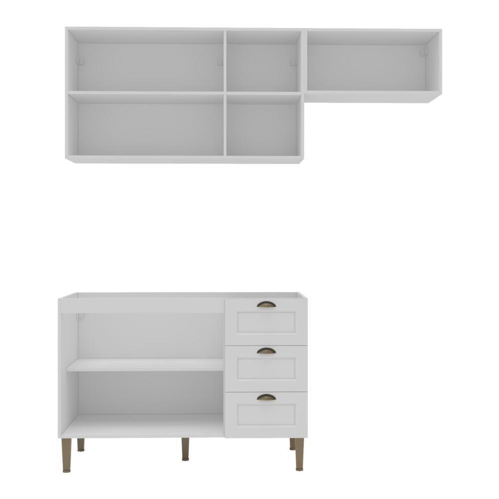 Armário De Cozinha Americana Modulada 190cm Com Balcão Para Pia Multimóveis Cr20493 Branco - 5