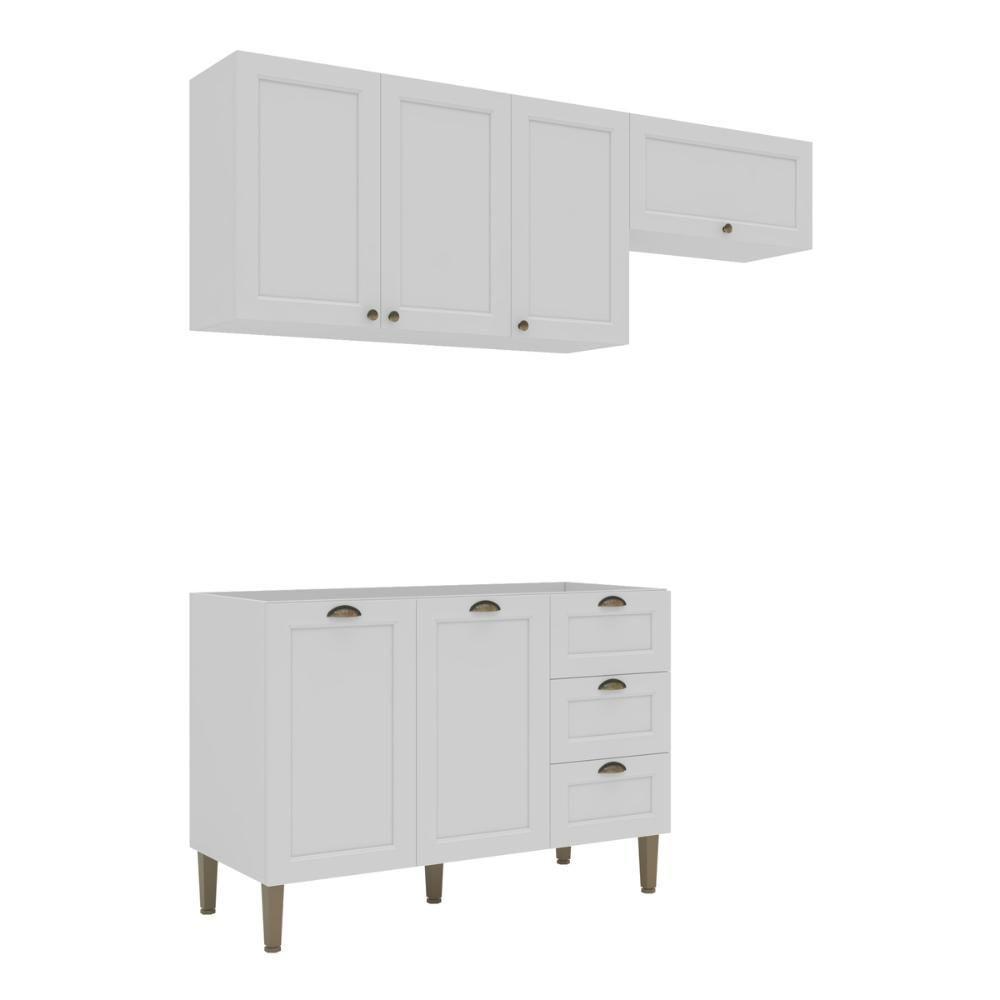 Armário De Cozinha Americana Modulada 190cm Com Balcão Para Pia Multimóveis Cr20493 Branco - 7