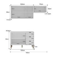 Armário De Cozinha Americana Modulada 190cm Com Balcão Para Pia Multimóveis Cr20493 Branco