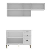 Armário De Cozinha Americana Modulada 190cm Com Balcão Para Pia Multimóveis Cr20493 Branco - 5