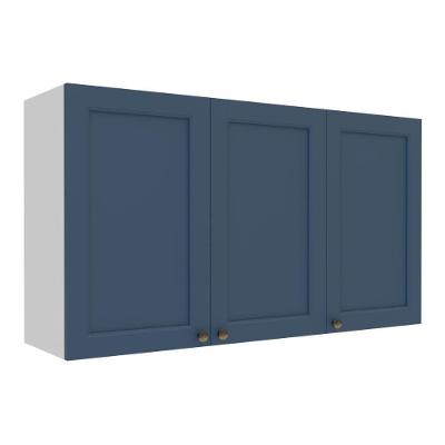 Armário De Cozinha Americana Aéreo 120cm 3 Portas Multimóveis Cr20489 Branco-Azul