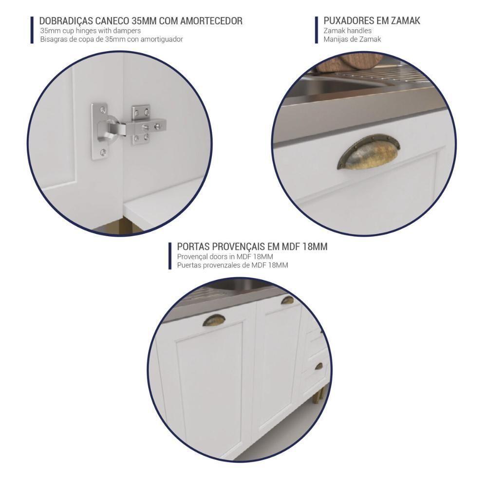 Armário De Cozinha Americana Aéreo 120cm 3 Portas Multimóveis Cr20489 Branco - 2