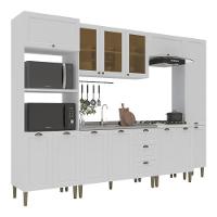 Armário Cozinha Americana Modulada Completa 305cm Com Vidros Multimóveis Cr20497 Branco - 2