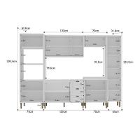 Armário Cozinha Americana Modulada Completa 305cm Com Vidros Multimóveis Cr20497 Branco - 4