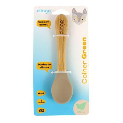 Colher Antimicrobiana De Bambu E Silicone Fendi Para Bebês - Estilo E Segurança Nas Refeiç ões Infantis