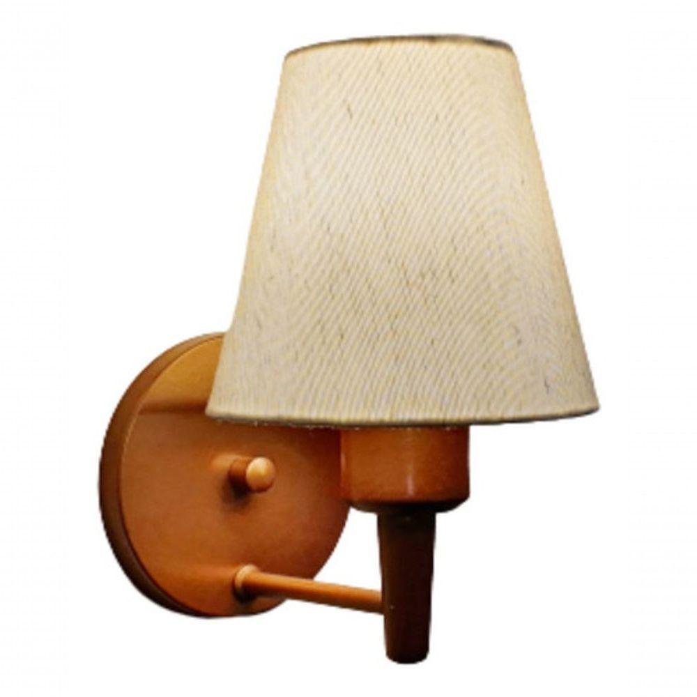 Arandela Cone Md-2004 Base Cobre Cúpula Em Tecido 14/14x07cm Linho Bege - Bivolt - 5