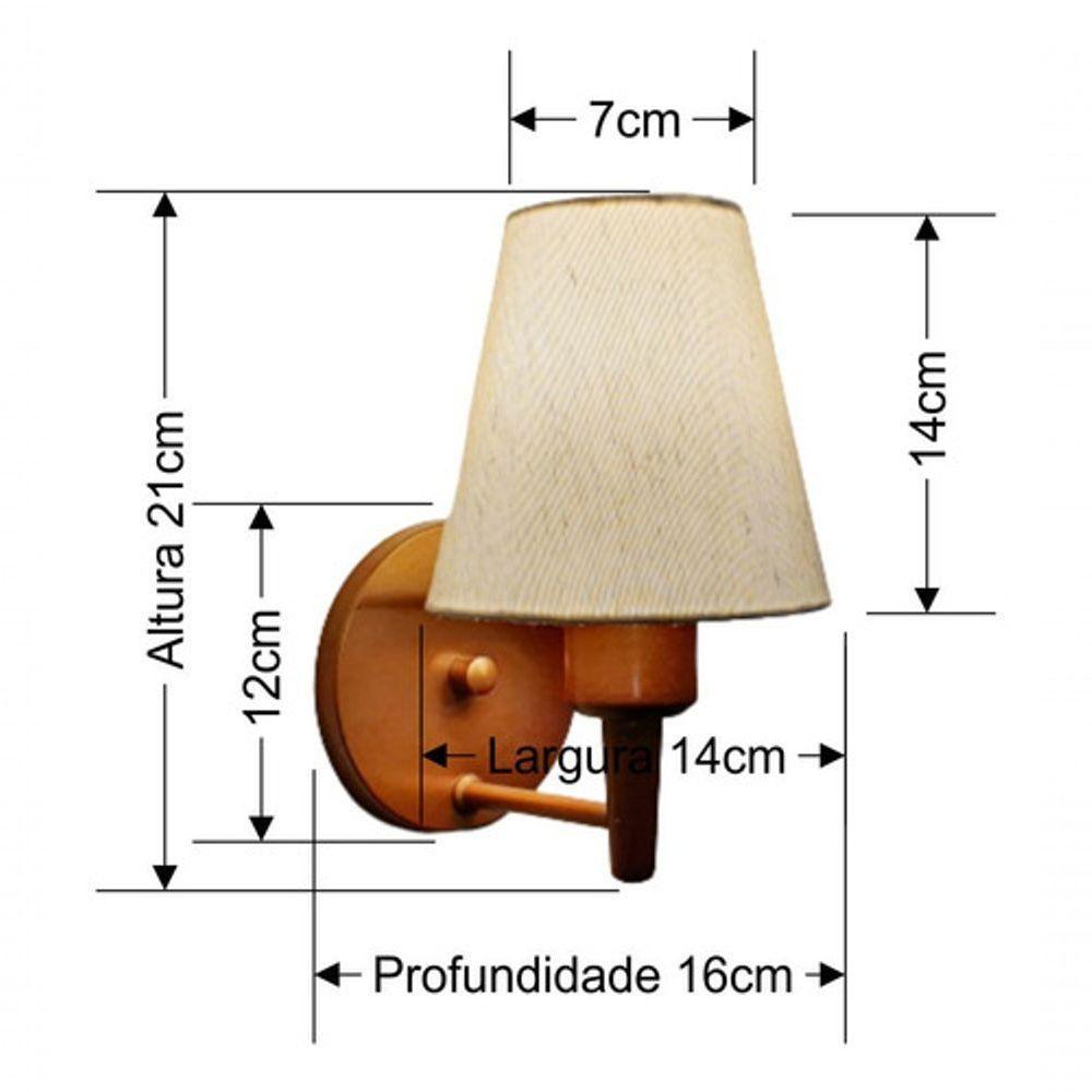 Arandela Cone Md-2004 Base Cobre Cúpula Em Tecido 14/14x07cm Linho Bege - Bivolt - 6