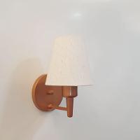 Arandela Cone Md-2004 Base Cobre Cúpula Em Tecido 14/14x07cm Linho Bege - Bivolt