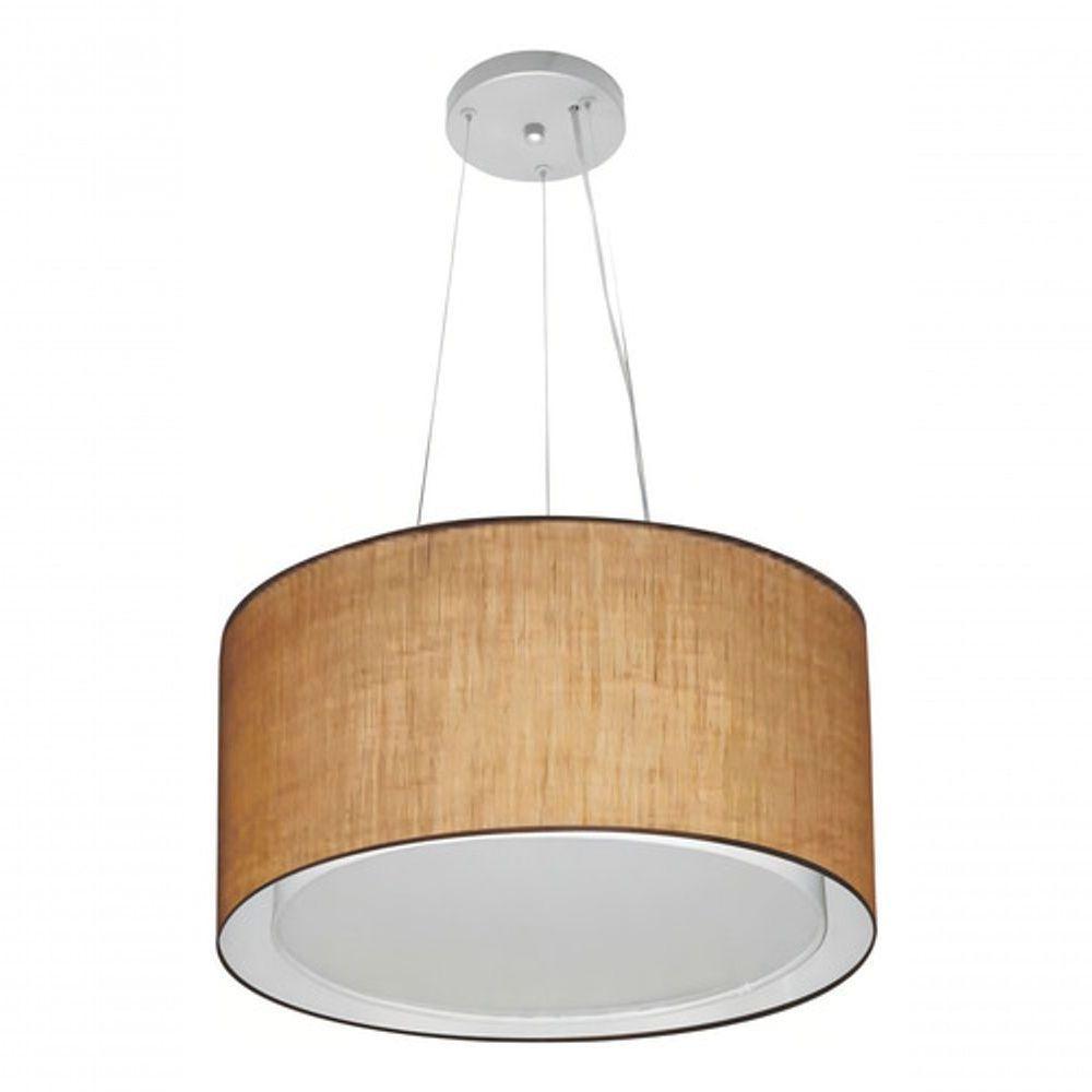 Lustre Pendente Cilíndrico Duplo Md-4123 Cúpula Em Tecido 40x25cm Palha - Bivolt - 3