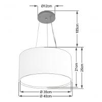 Lustre Pendente Cilíndrico Duplo Md-4123 Cúpula Em Tecido 40x25cm Palha - Bivolt - 4