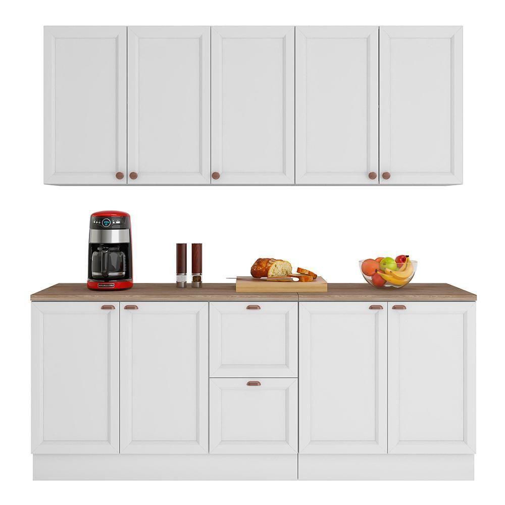 Cozinha Modulada Unna 4 Peças Balcão 120cm Branco Com Tampo Mdp - Poliman Móveis Branco - 1