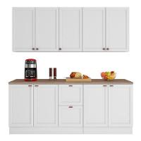 Cozinha Modulada Unna 4 Peças Balcão 120cm Branco Com Tampo Mdp - Poliman Móveis Branco - 1