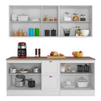 Cozinha Modulada Unna 4 Peças Balcão 120cm Branco Com Tampo Mdp - Poliman Móveis Branco - 3