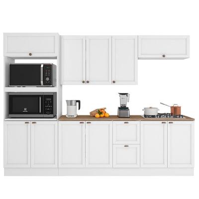 Cozinha Modulada Unna 5 Peças Torre Quente 2 Fornos E Balcão 120cm Branco Com Tampo Mdp - Poliman Móveis Branco