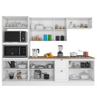 Cozinha Modulada Unna 5 Peças Torre Quente 2 Fornos E Balcão 120cm Branco Com Tampo Mdp - Poliman Móveis Branco - 3