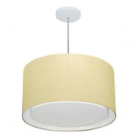 Lustre Pendente Cilíndrico Duplo Vivare Md-4293 Cúpula Em Tecido 45x30cm - Bivolt Algodão-crú 127/220v - 2