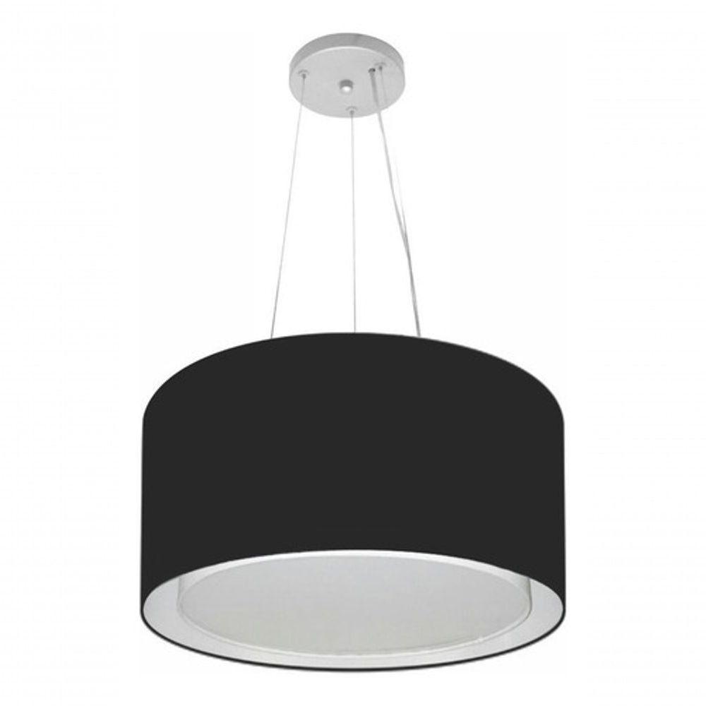 Lustre Pendente Cilíndrico Duplo Vivare Md-4123 Cúpula Em Tecido 40x25cm - Bivolt Preto 127/220v - 3