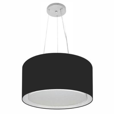 Lustre Pendente Cilíndrico Duplo Vivare Md-4123 Cúpula Em Tecido 40x25cm - Bivolt Preto 127/220v