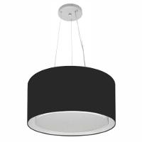 Lustre Pendente Cilíndrico Duplo Vivare Md-4123 Cúpula Em Tecido 40x25cm - Bivolt Preto 127/220v - 1