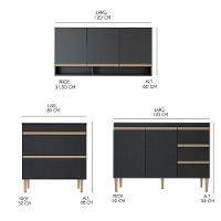 Cozinha Modulada Sabrina 360x202 C/ 6 Peças Mdp Menu Móveis Preto - 2
