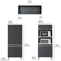 Cozinha Modulada Sabrina 360x202 C/ 6 Peças Mdp Menu Móveis Preto - 3