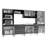 Cozinha Modulada Sabrina 360x202 C/ 6 Peças Mdp Menu Móveis Preto - 6
