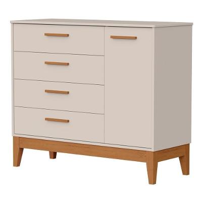 Cômoda Infantil Flip 1 Porta E 4 Gavetas Areia Fosco - Reller Móveis Areia Fosco