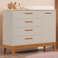 Cômoda Infantil Flip 1 Porta E 4 Gavetas Areia Fosco - Reller Móveis Areia Fosco - 3