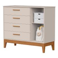 Cômoda Infantil Flip 1 Porta E 4 Gavetas Areia Fosco - Reller Móveis Areia Fosco